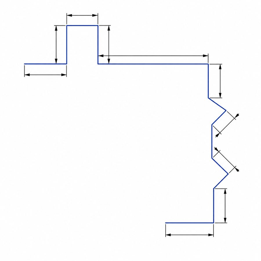 Plano técnico Faldón doble rodado (2 venas)